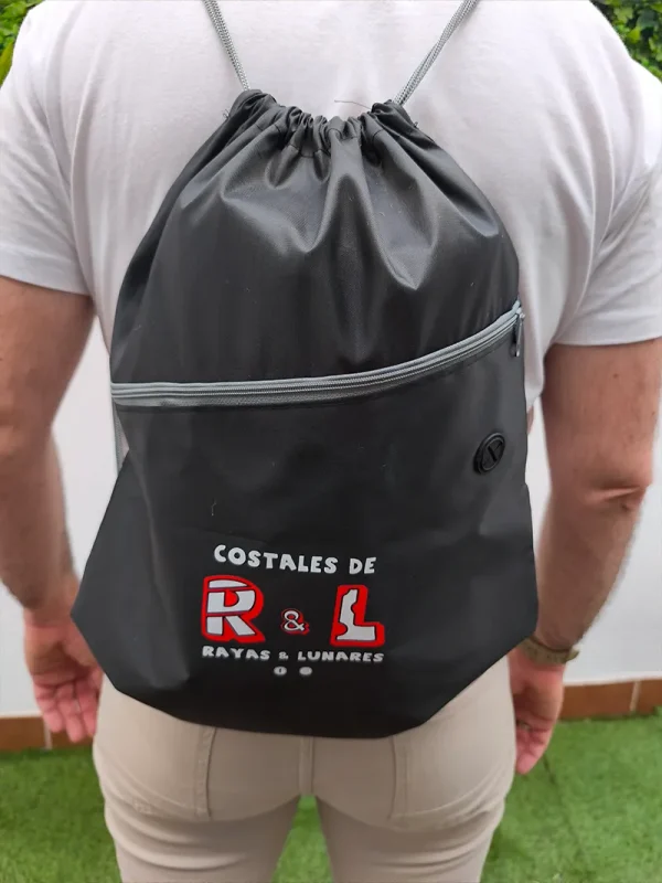 Mochila costalero con cuerdas y cremallera negra r&l - imagen 3